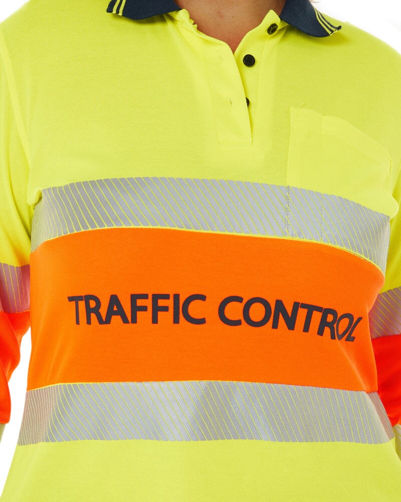 Womens Traffic Control LS Taped Polo Shirt - Orange - Image 6