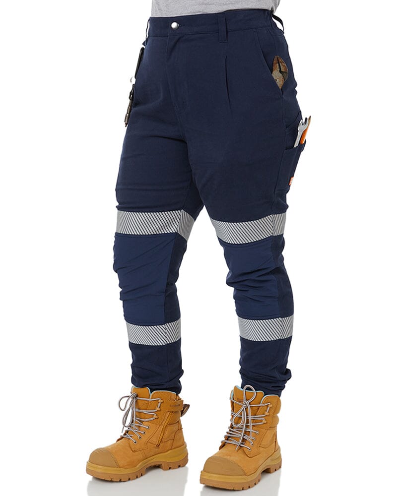 Tradies The Workz Womens Taped Pant 2 Value Pack - Navy - Image 3
